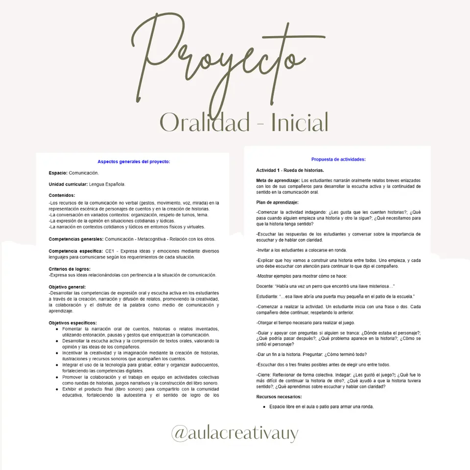 Proyecto - Oralidad - Inicial