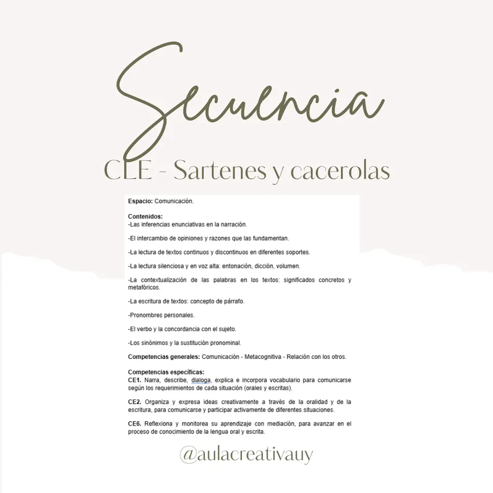 Secuencia - CLE - Sartenes y cacerolas - Tercer año