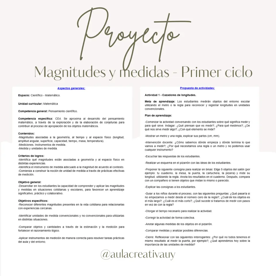 Proyecto - Magnitudes y Medidas - Primer Ciclo
