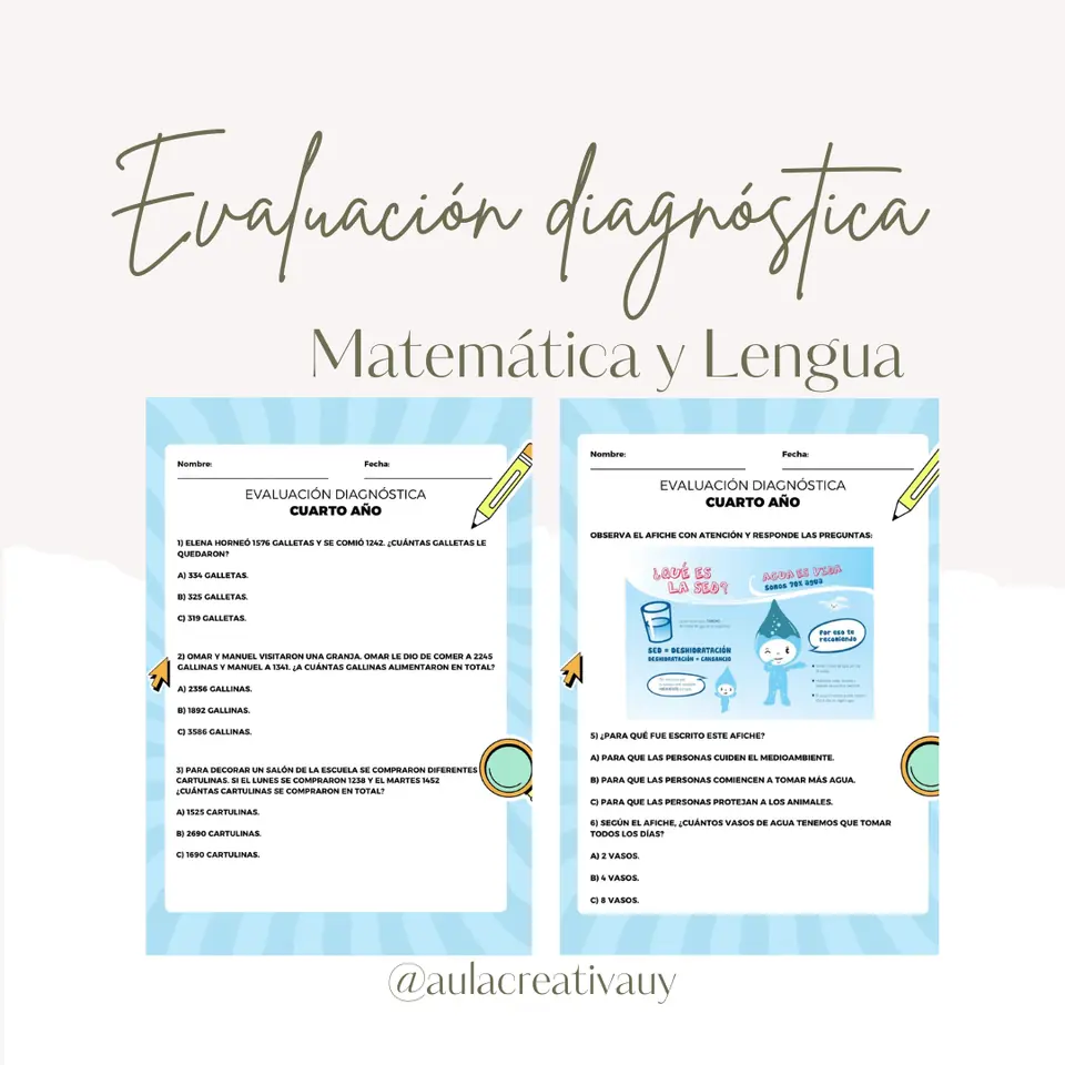 Evaluación diagnóstica - Lengua y Matemática 4°