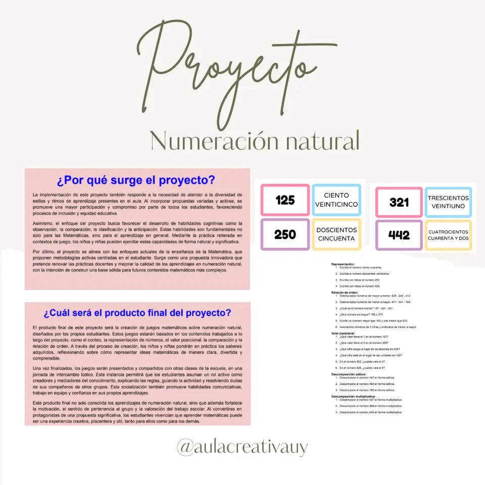 Proyecto - Numeración Natural - Tercer año