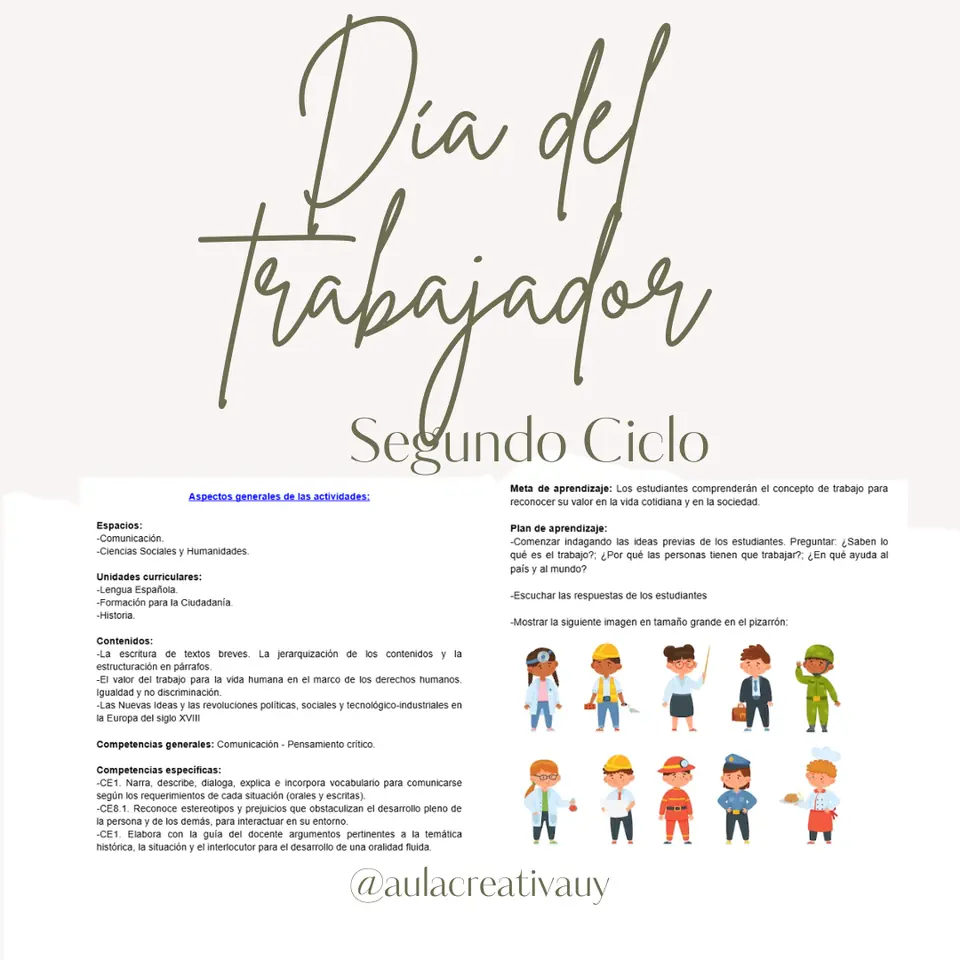 Día Internacional del Trabajador - Segundo Ciclo
