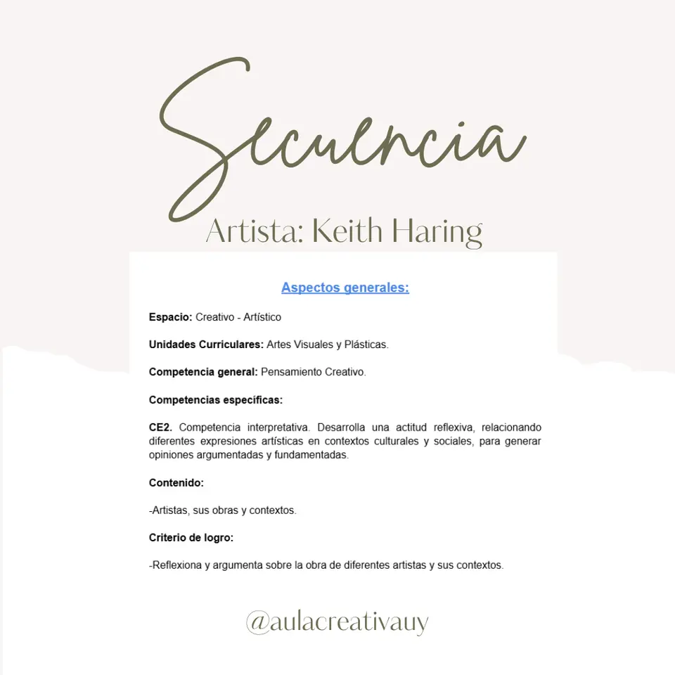 Secuencia - Artista: Keith Haring - Segundo, tercero y cuarto año