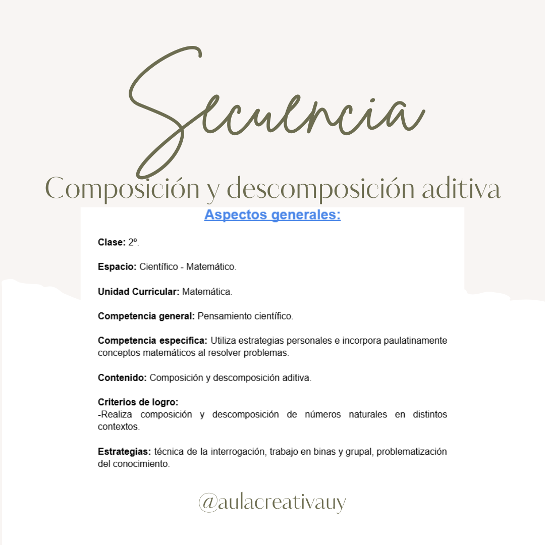 Secuencia - Composición y descomposición aditiva - Segundo año