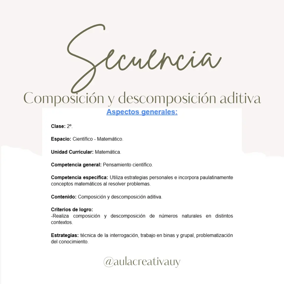 Secuencia - Composición y descomposición aditiva - Segundo año
