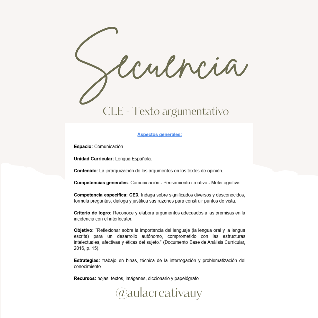 Secuencia - CLE - Texto argumentativo - Sexto año