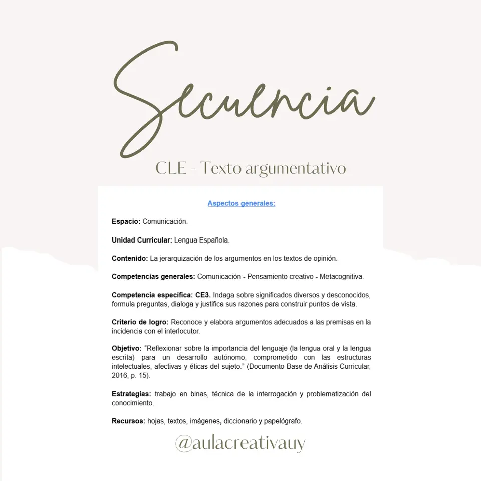 Secuencia - CLE - Texto argumentativo - Sexto año