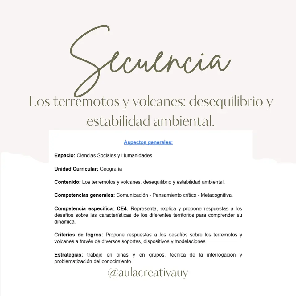 Secuencia - Terremotos y volcanes - Quinto año