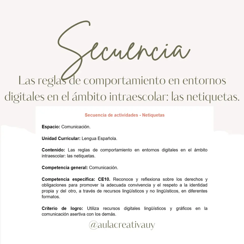 Secuencia - Las netiquetas - Quinto año