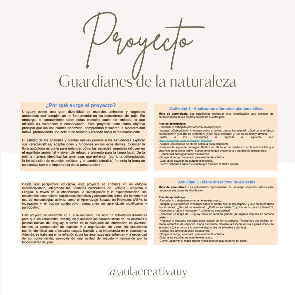 Proyecto - Guardianes de la naturaleza - Conociendo especies nativas de Uruguay