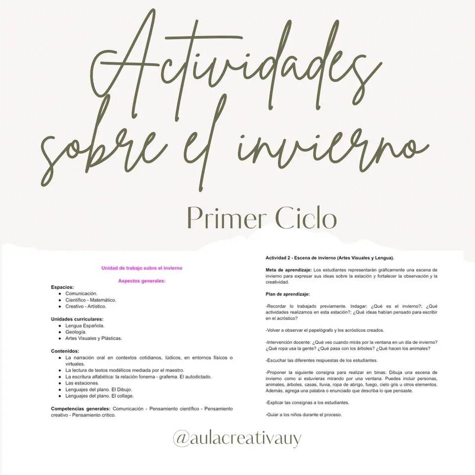 Actividades sobre el invierno - Primer Ciclo