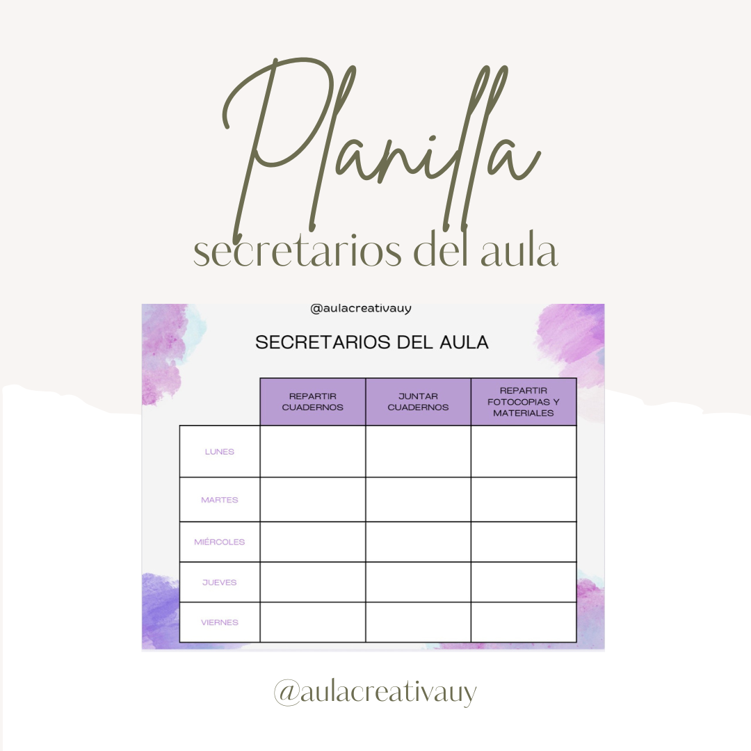 Planilla de secretarios del aula