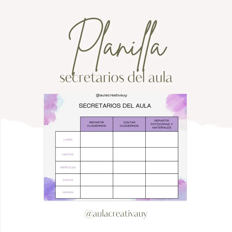 Planilla de secretarios del aula