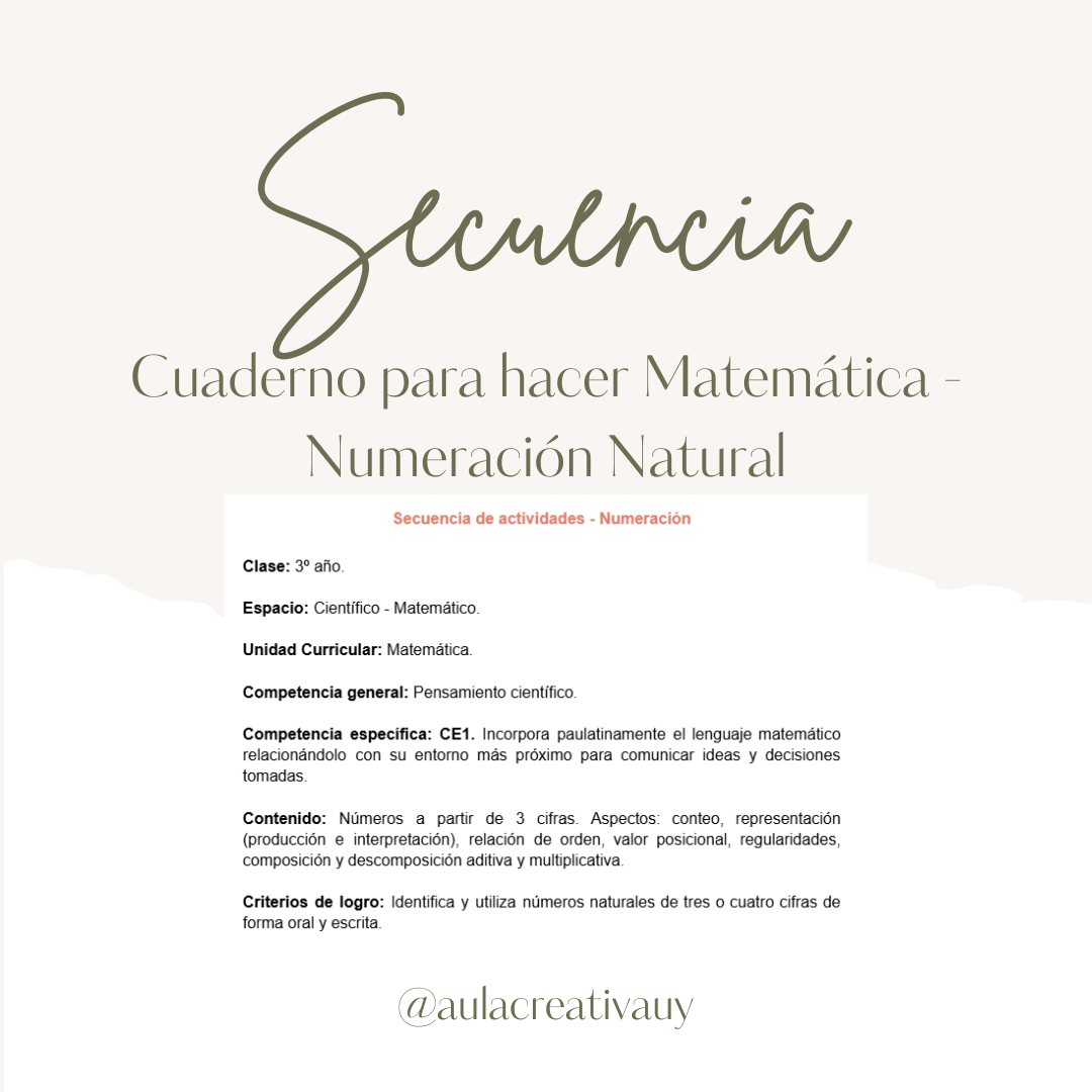 Secuencia - Cuaderno para hacer Matemática - Numeración Natural - Tercer año