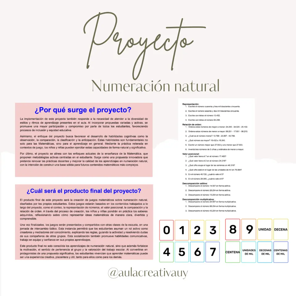 Proyecto - Numeración Natural a través del juego - Quinto año