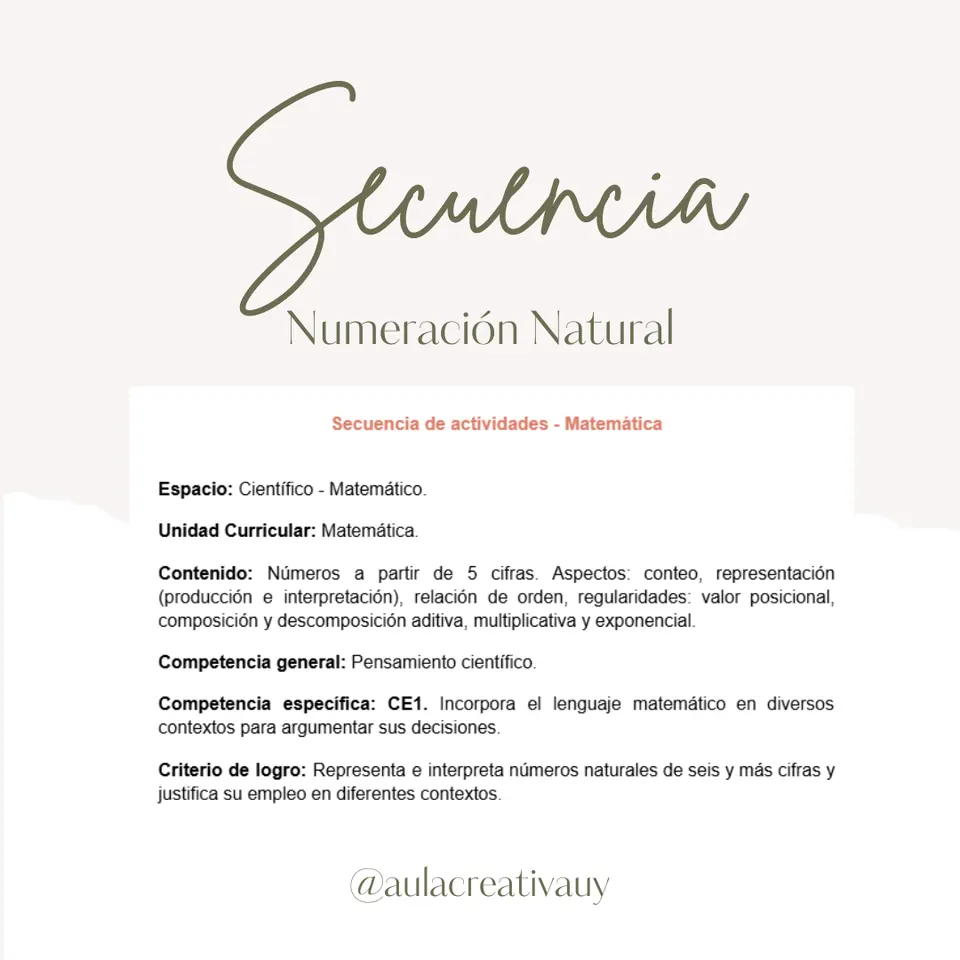 Secuencia - Numeración Natural - Quinto año