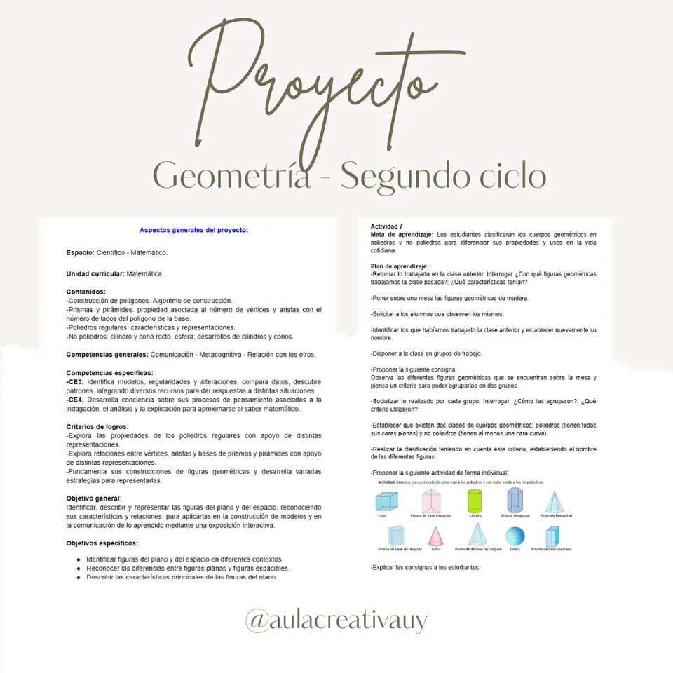 Proyecto - Geometría del plano y del espacio - Segundo Ciclo