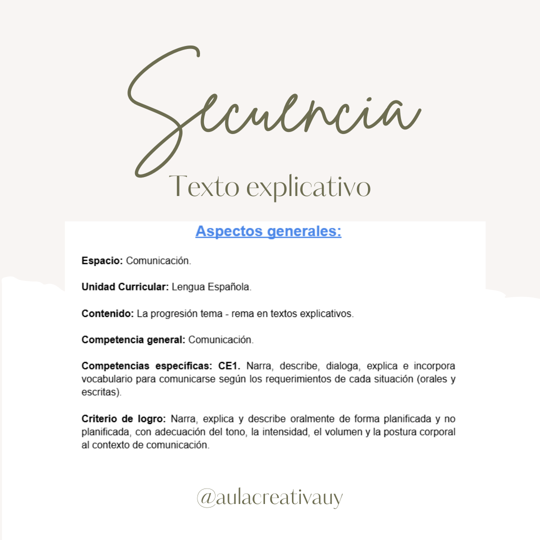 Secuencia - Texto explicativo - Tercer año