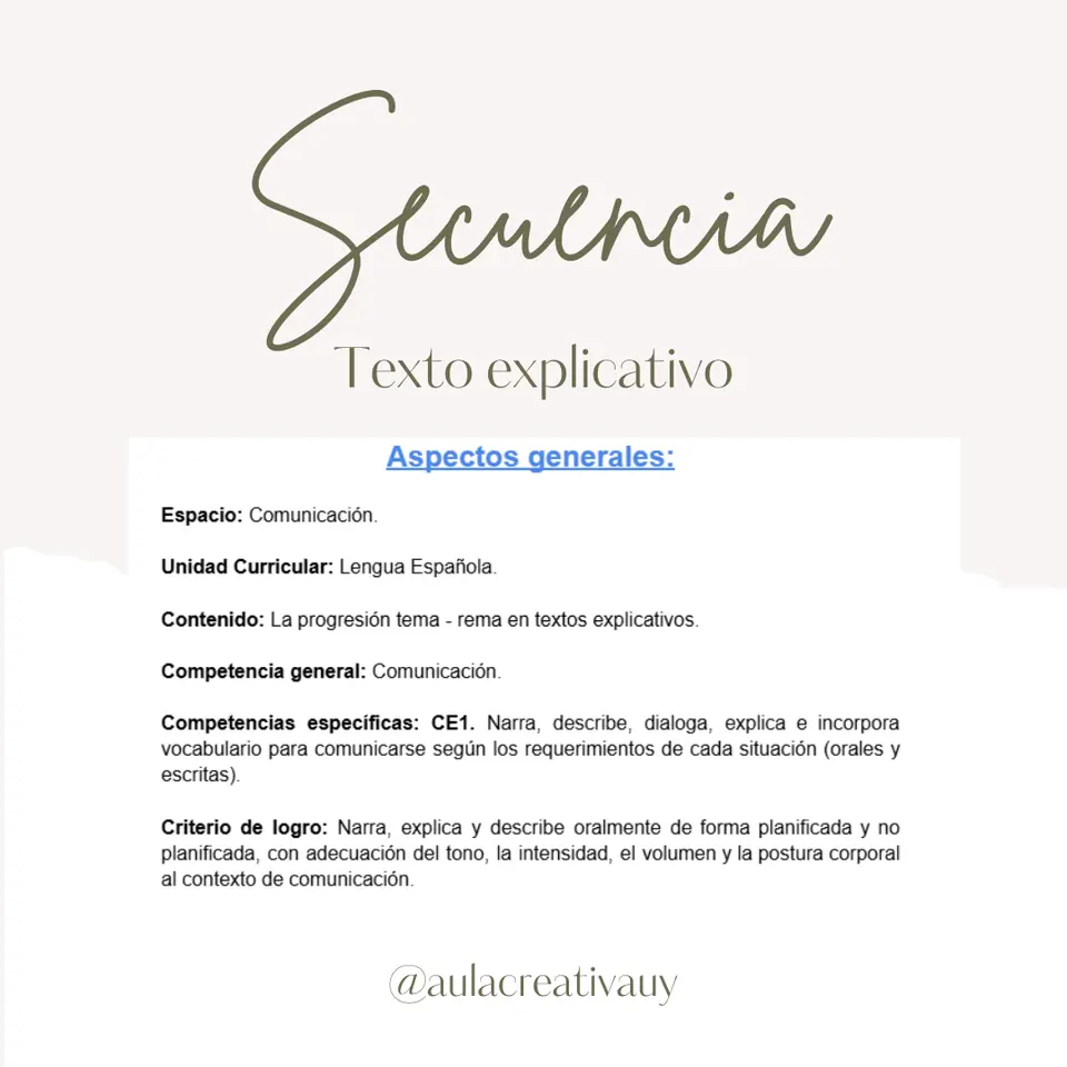 Secuencia - Texto explicativo - Tercer año