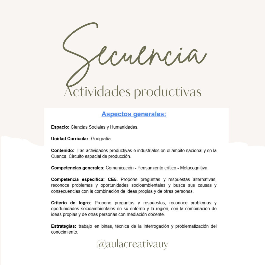 Secuencia - Actividades productivas - Tercer año