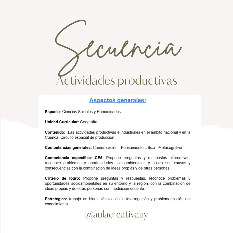 Secuencia - Actividades productivas - Tercer año
