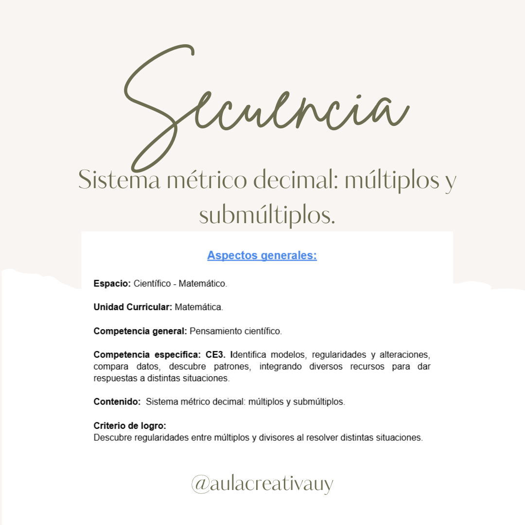 Secuencia - Sistema métrico decimal - Quinto año