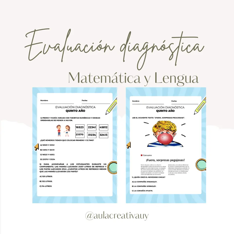 Evaluación diagnóstica - Lengua y Matemática 5°