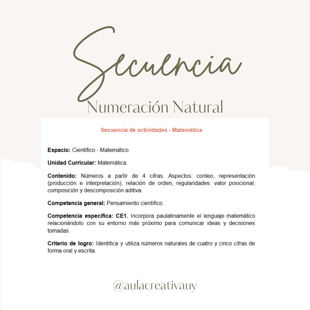 Secuencia - Numeración Natural - Cuarto año