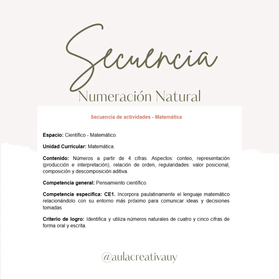 Secuencia - Numeración Natural - Cuarto año