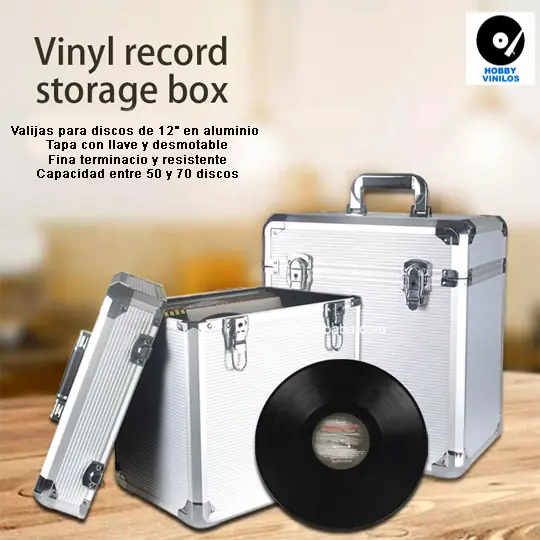 Valija Discos De Vinilo 12" En Aluminio, Herrajes Con Llaves GK-R53