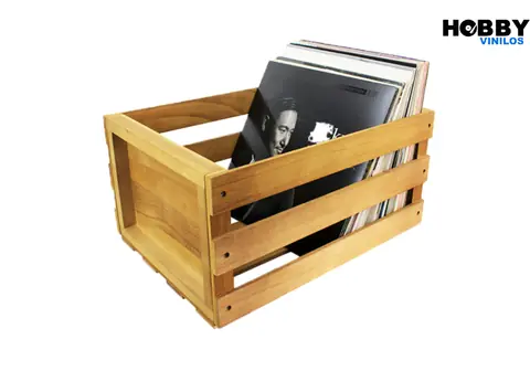 Cajón de madera importado para almacenamiento de discos de vinilo  GK-R41A