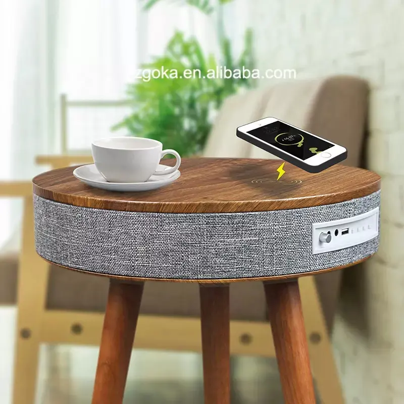 Mesa con parlantes bluetooth y cargador BS-01