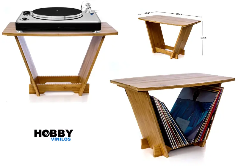Mesa de madera de Bambu para discos y bandeja de vinilos GK-R68