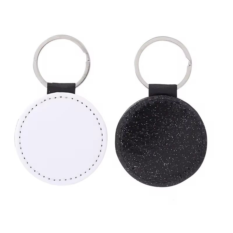 LLAVERO PU GLITTER CIRCULAR NEGRO