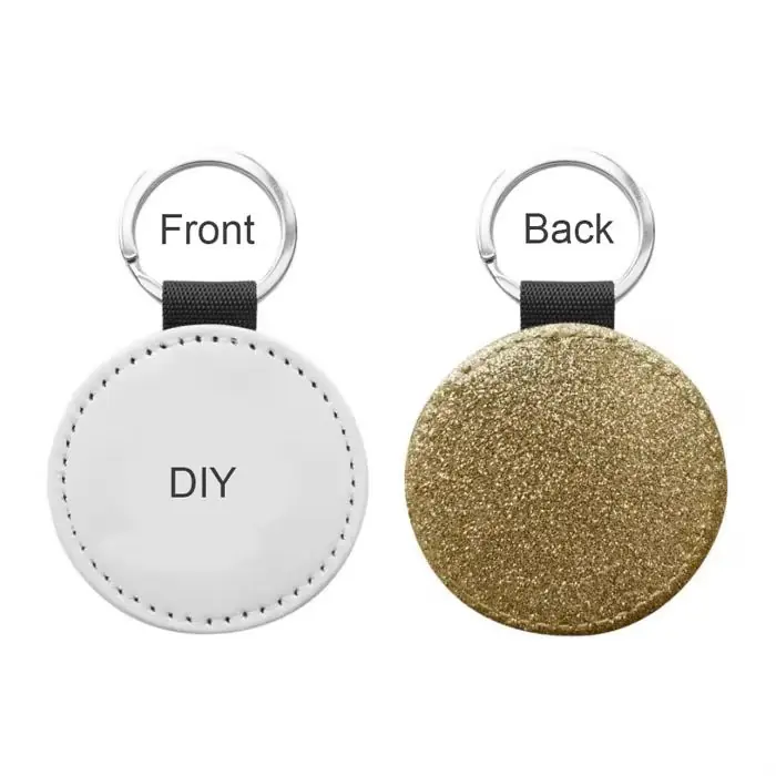 LLAVERO PU GLITTER CIRCULAR DORADO