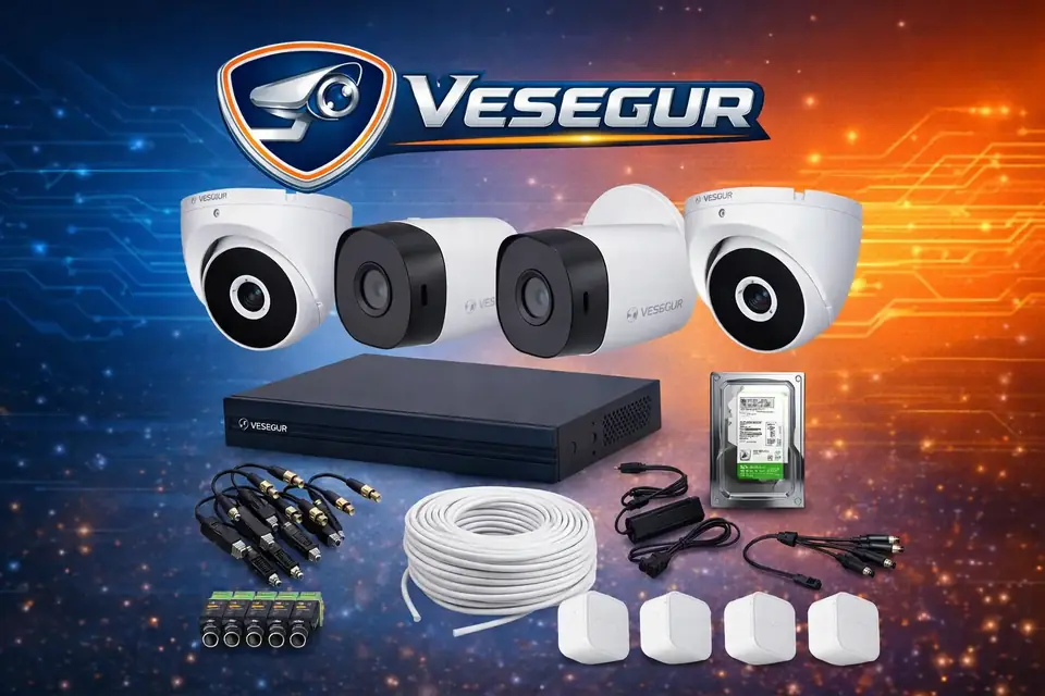 KIT DVR DAHUA 4 CAMARAS 2MP TURRET + DISCO