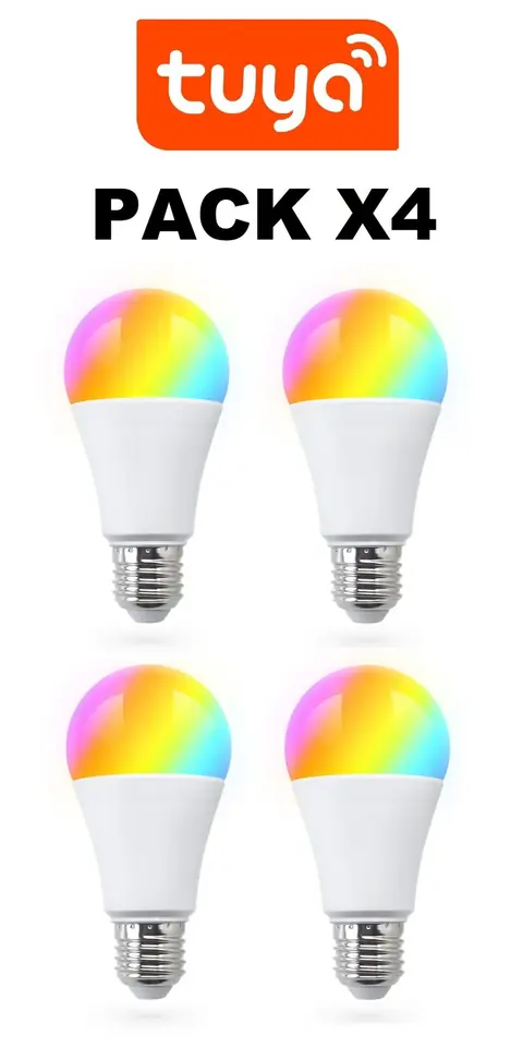 LAMPARA LED WIFI RGB+W TUYA SMART 9W KIT X4