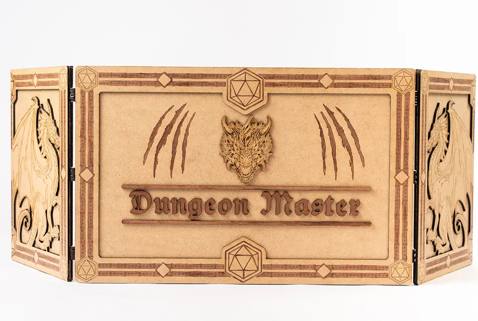 Pantalla para Game Master — edición Dragones en madera