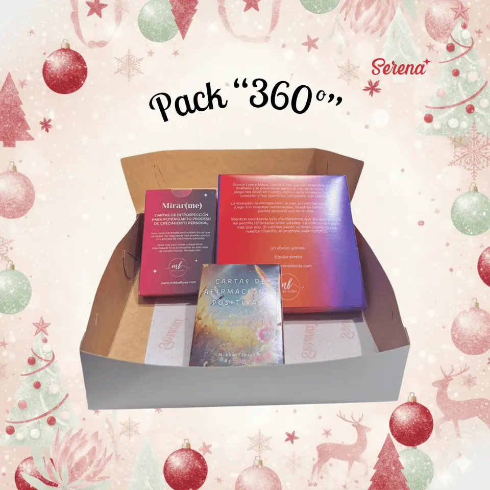 Pack Navideño - 360°: Oráculo Mirarme + Juego Introspectivo TA E TI + Mazo de Afirmaciones positivas para Infancias y Adolescencias