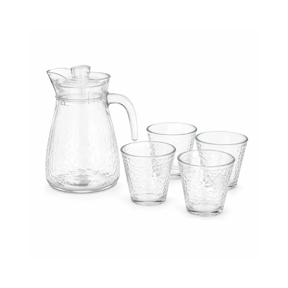 Jarra con vaso de vidrio