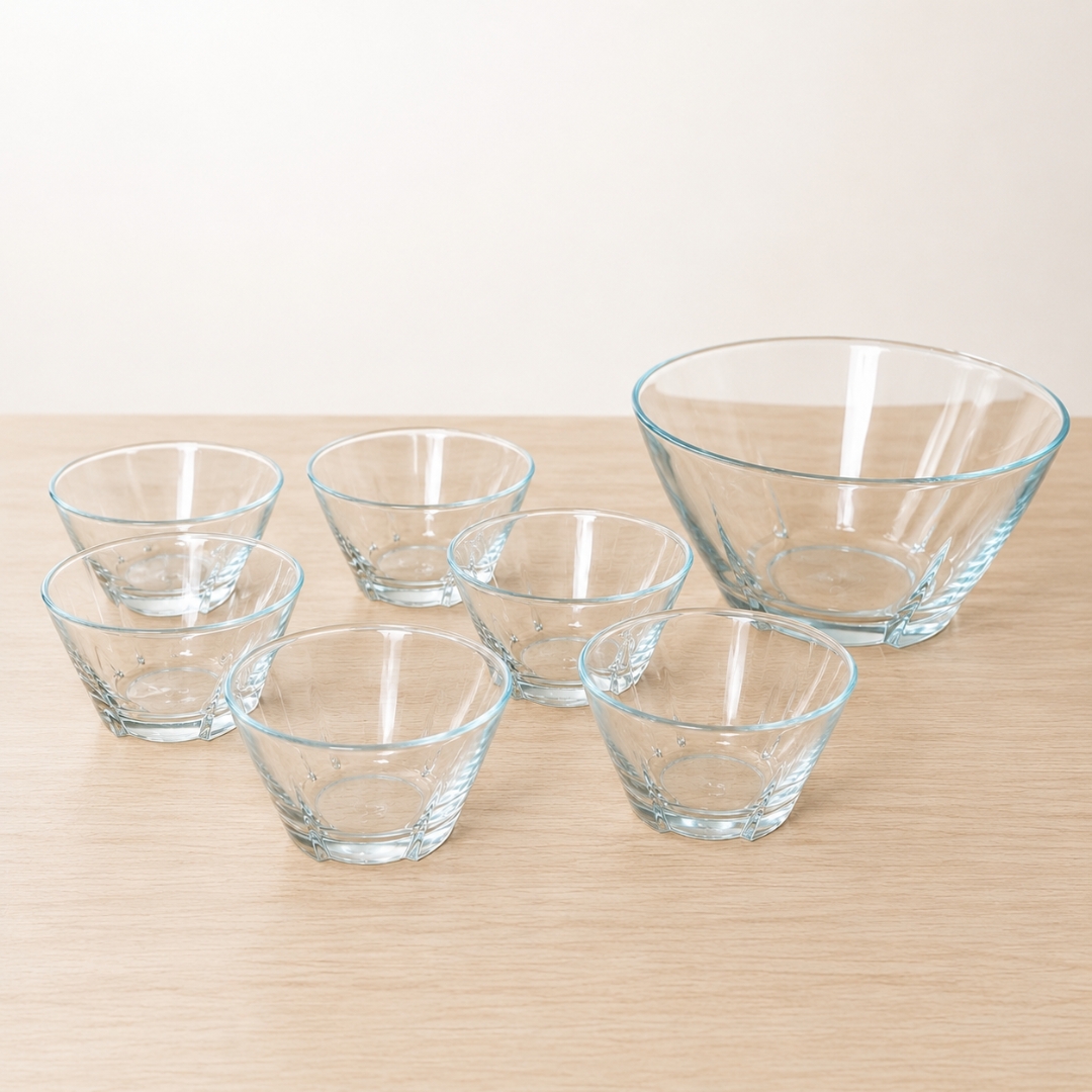 Juego de 7 bowls de vidrio