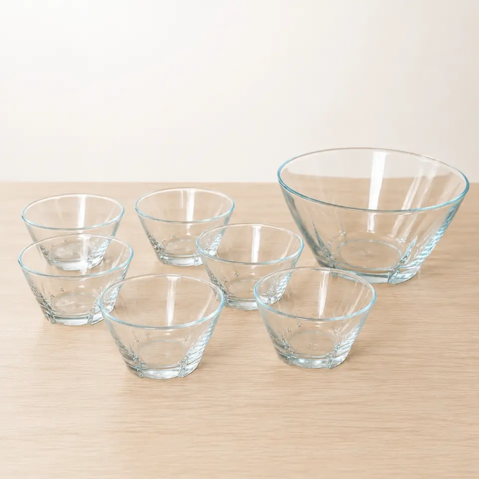 Juego de 7 bowls de vidrio