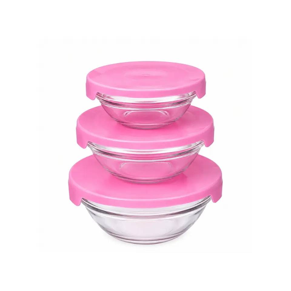 Juego de 3 tupper de vidrio