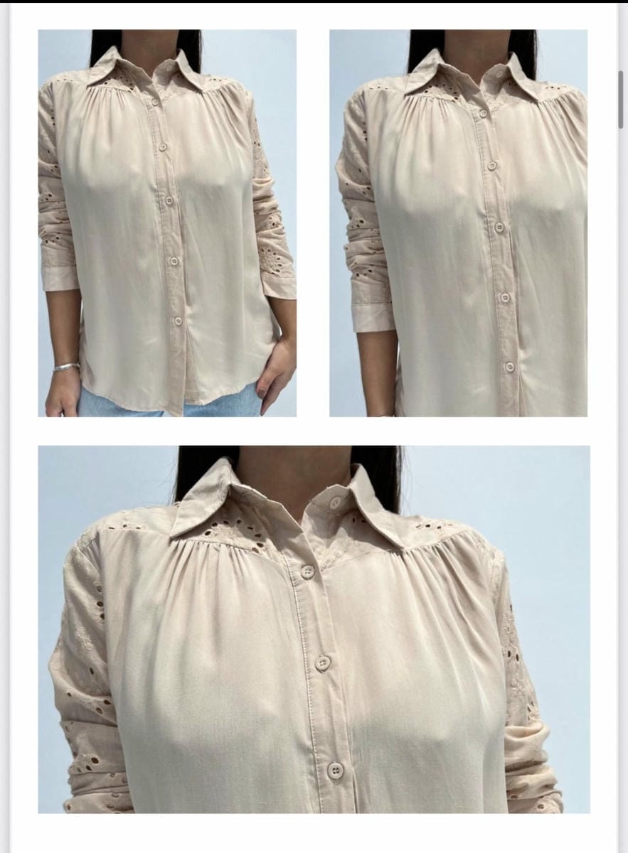 Camisa Con detalle Broderie Mangas