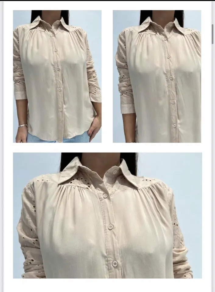 Camisa Con detalle Broderie Mangas