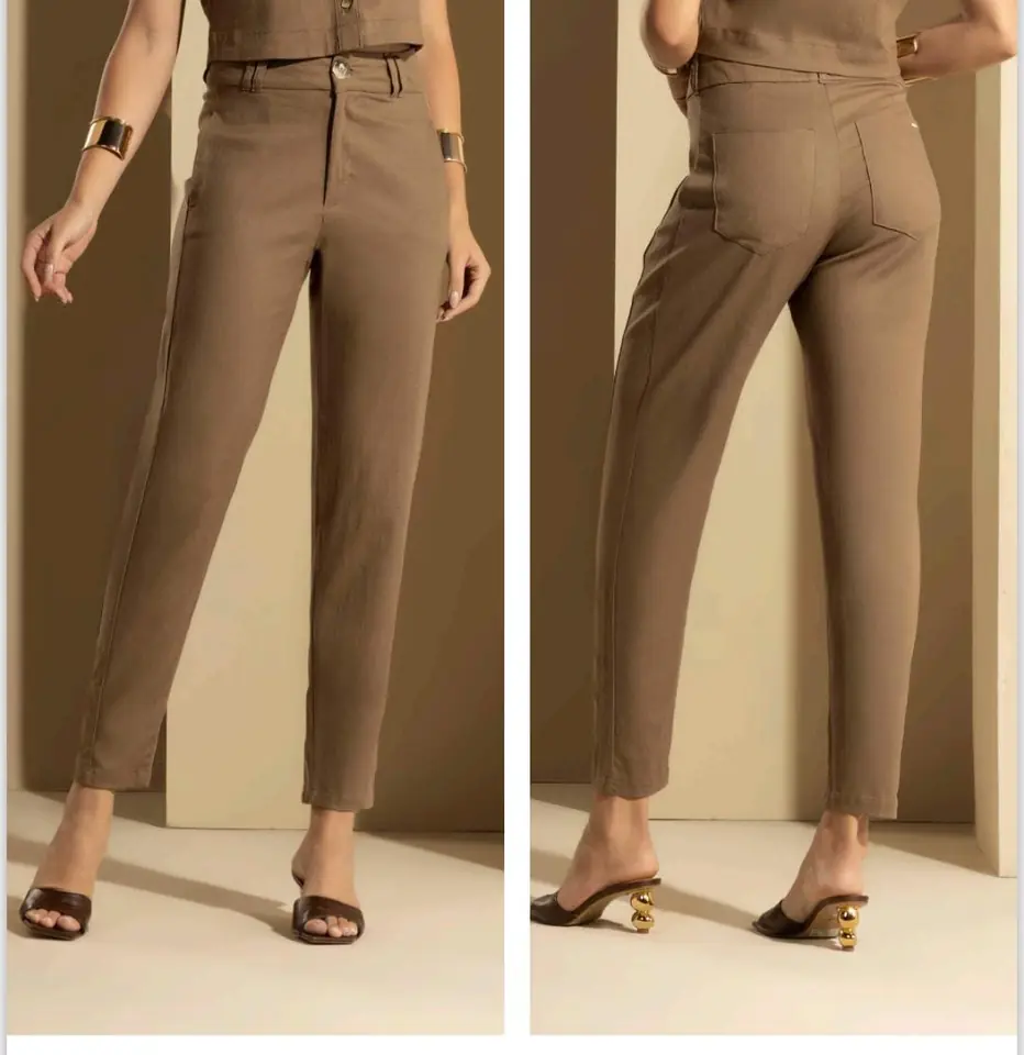 638/0124 Pantalón social en lino estilo Mom