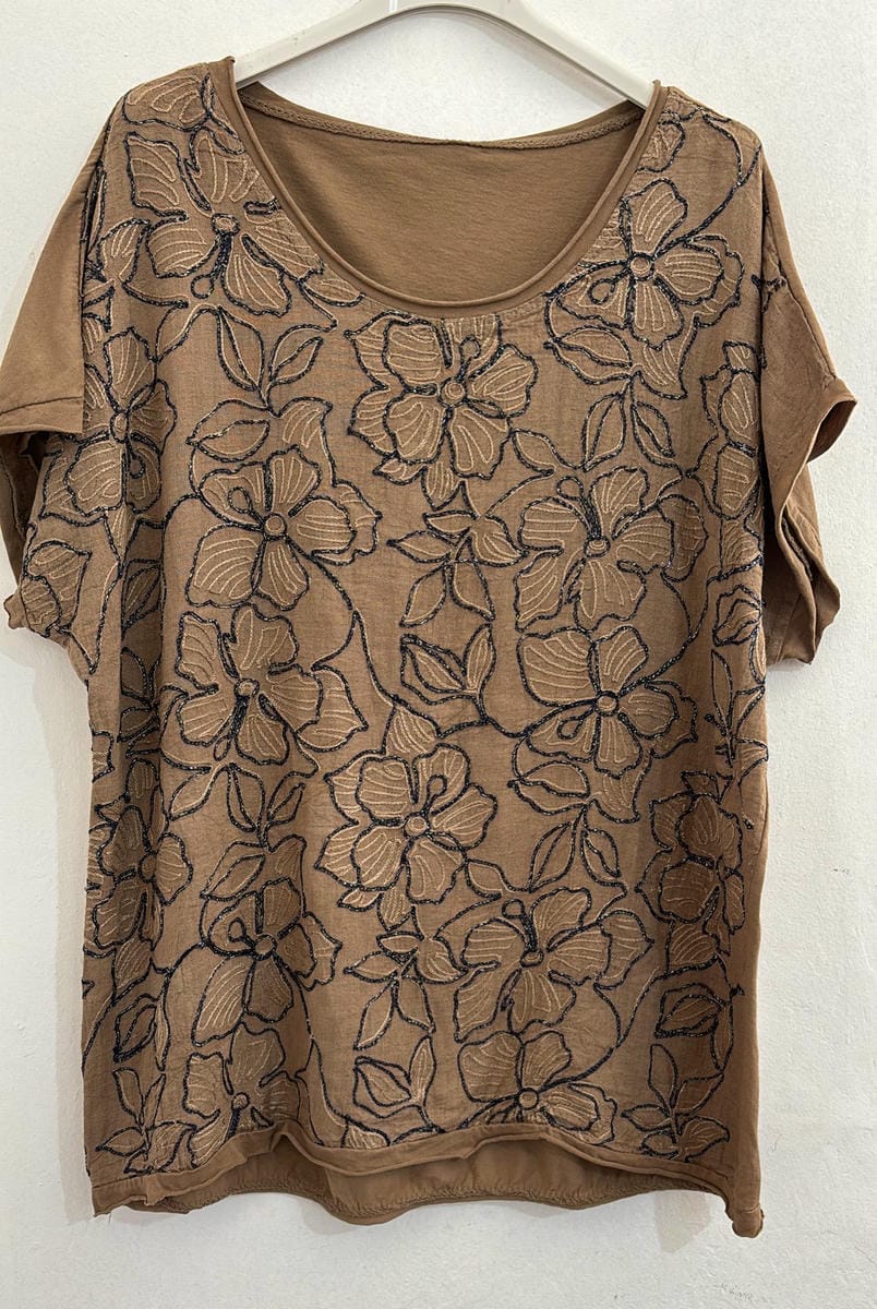 650/0089 Blusa en Lino y algodón con brillos