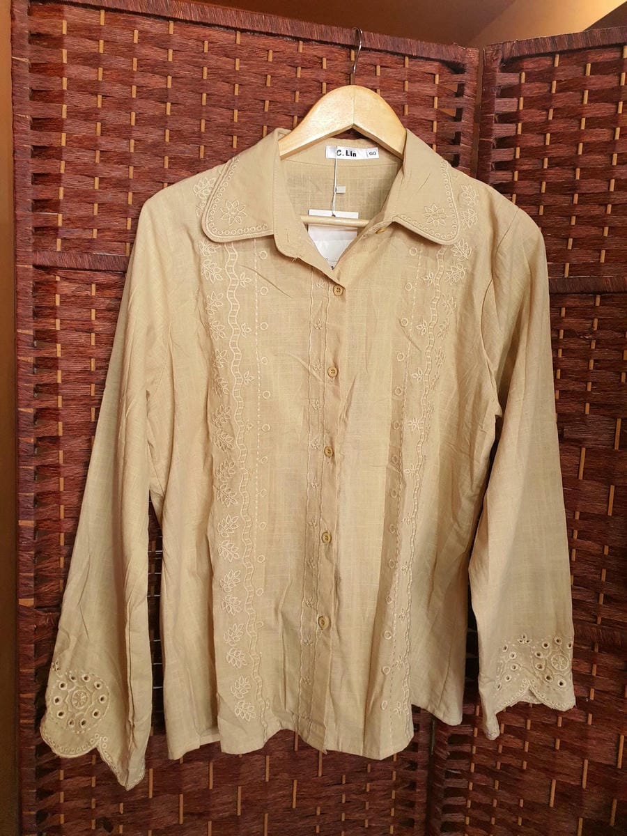 Camisa en Lino con Broderie
