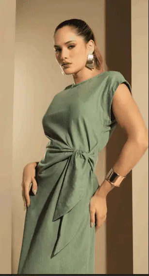 661/014 Vestido Lino Manga corta