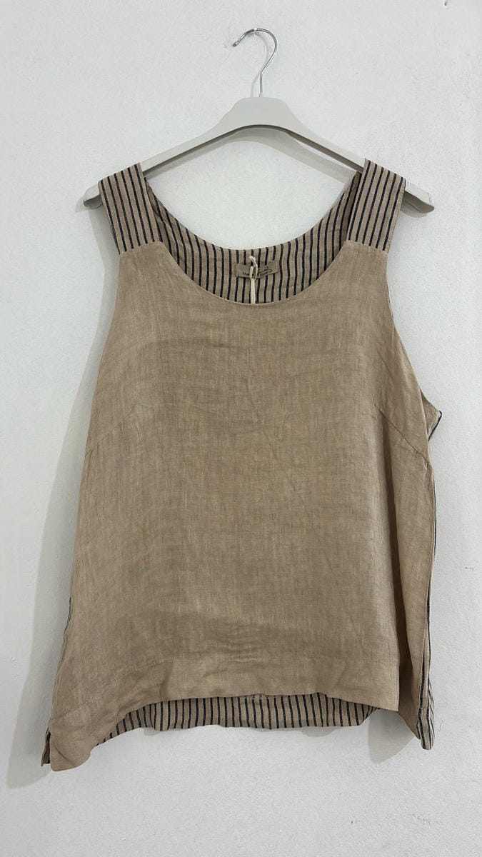 659/00139 BLUSA MUSCULOSA EN LINO CON ESPALDA  RAYAS